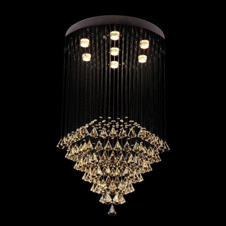 Lampadario a soffitto moderno in cristallo a 7 luci, LED integrato, 60 x 60 cm