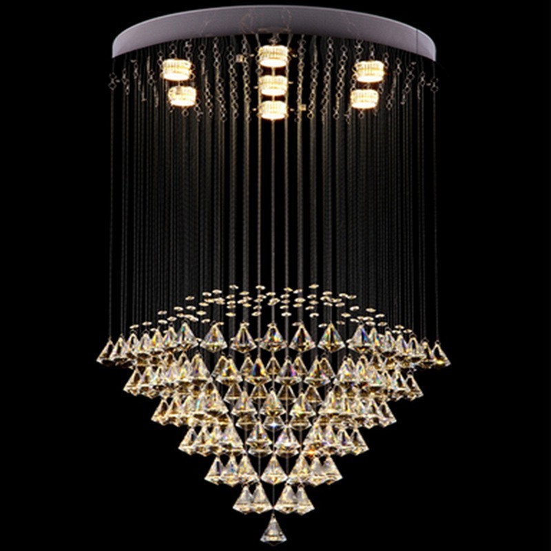 Lampadario a soffitto moderno in cristallo a 7 luci, LED integrato, 60 x 60 cm
