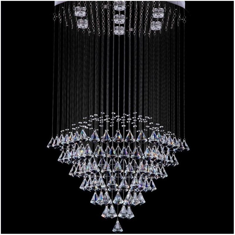 Lampadario a soffitto moderno in cristallo a 7 luci, LED integrato, 60 x 60 cm