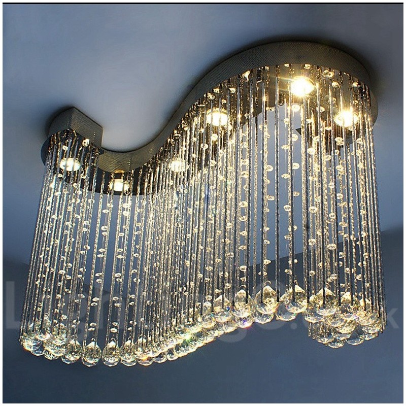 Lampadario da soffitto moderno a 6 luci in cristallo