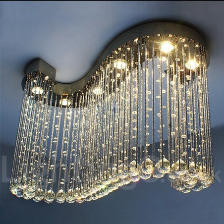 Lampadario da soffitto moderno a 6 luci in cristallo
