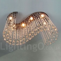 Lampadario da soffitto moderno a 6 luci in cristallo