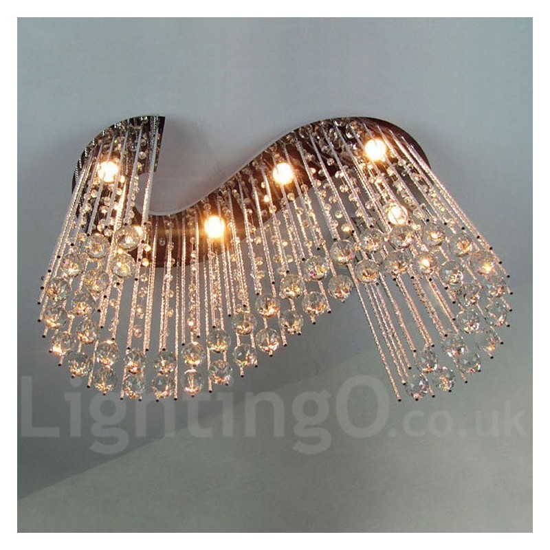 Lampadario da soffitto moderno a 6 luci in cristallo