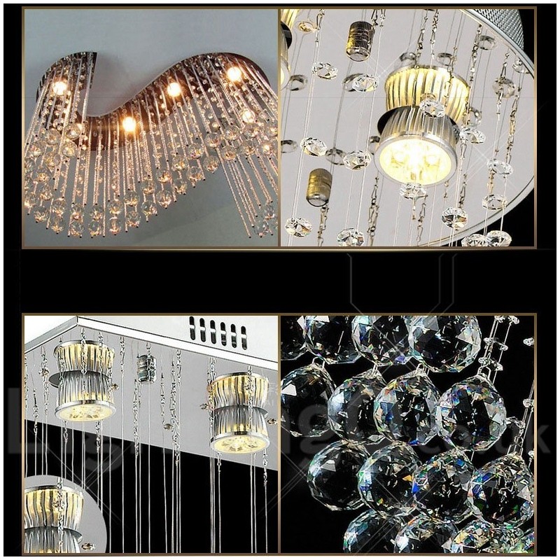 Lampadario da soffitto moderno a 6 luci in cristallo
