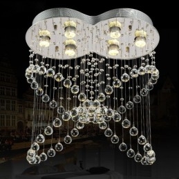 Lampadario da soffitto moderno a 6 luci in cristallo con LED integrato