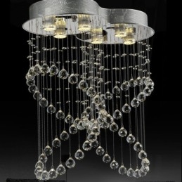 Lampadario da soffitto moderno a 6 luci in cristallo con LED integrato