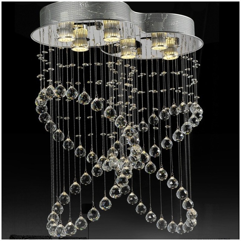 Lampadario da soffitto moderno a 6 luci in cristallo con LED integrato