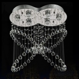 Lampadario da soffitto moderno a 6 luci in cristallo con LED integrato