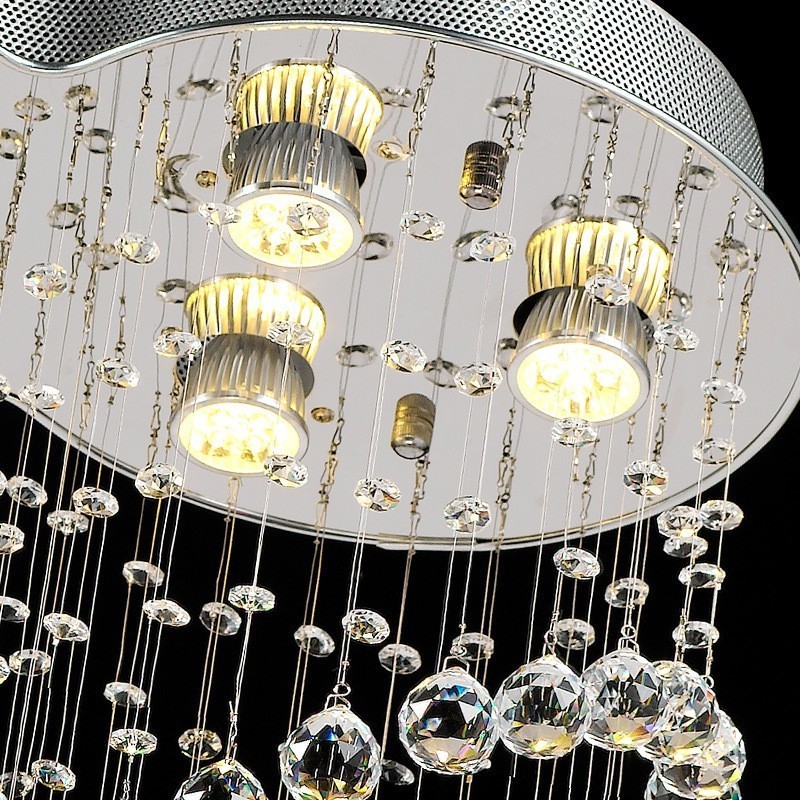 Lampadario da soffitto moderno a 6 luci in cristallo con LED integrato