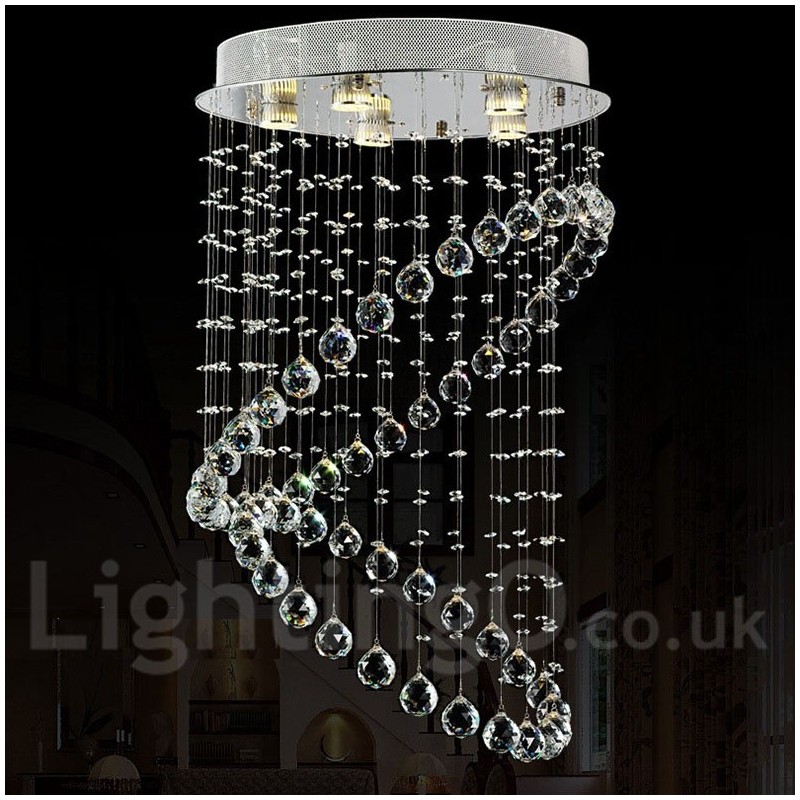 Lampadario da soffitto moderno in cristallo a 5 luci, LED integrato, 80 x 50 cm
