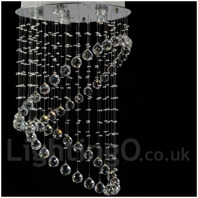 Lampadario da soffitto moderno in cristallo a 5 luci, LED integrato, 80 x 50 cm