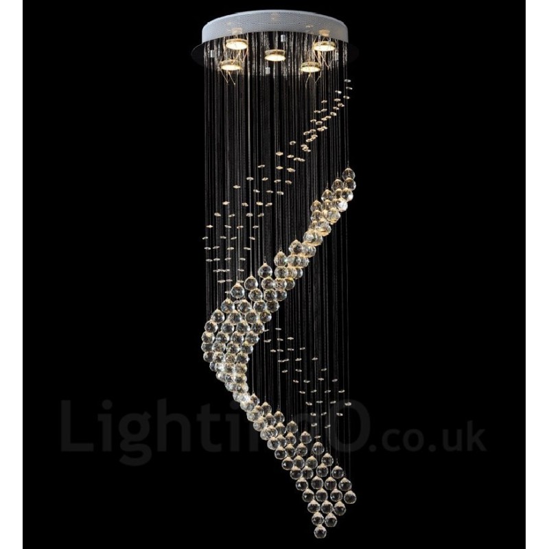 Lampadario da soffitto moderno in cristallo a 5 luci con LED integrato
