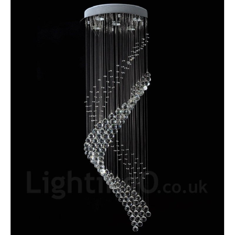 Lampadario da soffitto moderno in cristallo a 5 luci con LED integrato