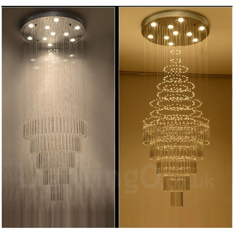 Lampadario a sospensione moderno in cristallo a 10 luci