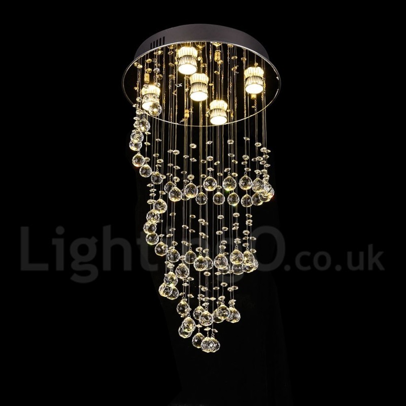 Lampadario da soffitto moderno in cristallo a 5 luci LED integrato