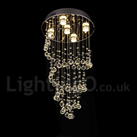Lampadario da soffitto moderno in cristallo a 5 luci LED integrato