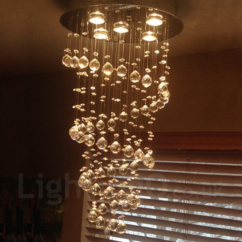 Lampadario da soffitto moderno in cristallo a 5 luci LED integrato
