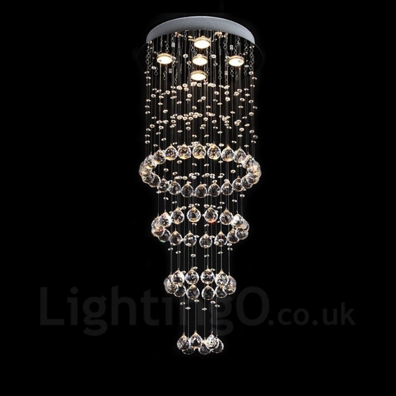 Lampadario da soffitto moderno in cristallo a 5 luci con LED integrato