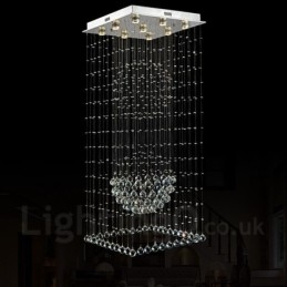 Lampadario a sospensione in cristallo a 9 luci, LED integrato, 150 cm