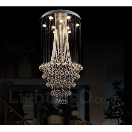Lampadario a sospensione moderno in cristallo a 9 luci