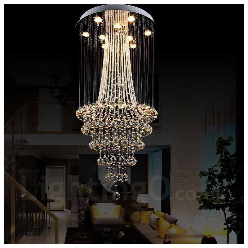 Lampadario a sospensione moderno in cristallo a 9 luci