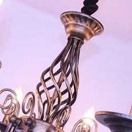 Lampadario retrò in metallo stile candela, 1 livello, 8 lampadine E12/E14