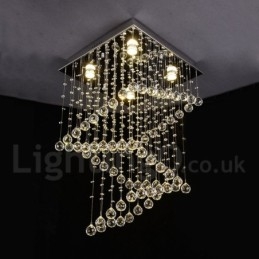 Lampadario a sospensione moderno in cristallo a 4 luci con LED integrato