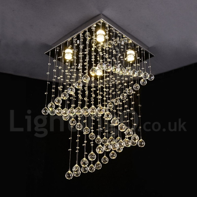 Lampadario a sospensione moderno in cristallo a 4 luci con LED integrato