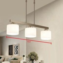 Lampadario moderno cromato a sospensione 3 luci con paralumi in vetro