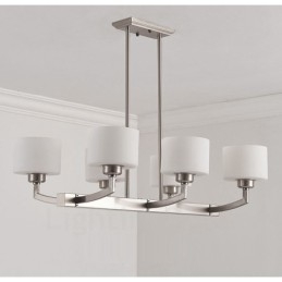 Lampadario a sospensione moderno cromato a 6 luci con paralumi in vetro