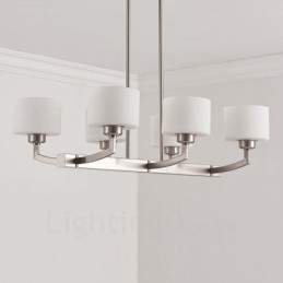 Lampadario a sospensione moderno cromato a 6 luci con paralumi in vetro