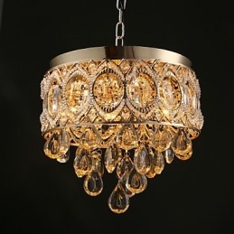 Lampadario in cristallo oro champagne classico 30 cm 4 luci E12/E14
