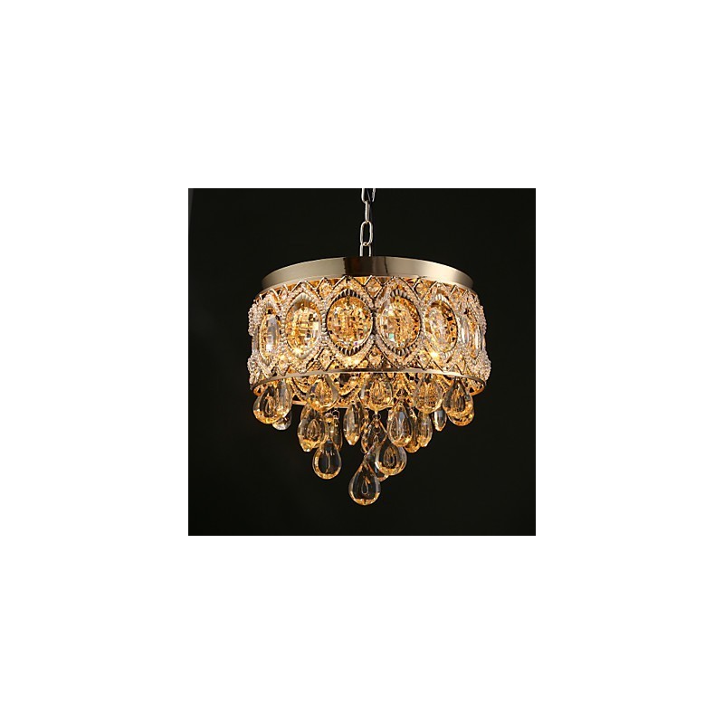 Lampadario in cristallo oro champagne classico 30 cm 4 luci E12/E14