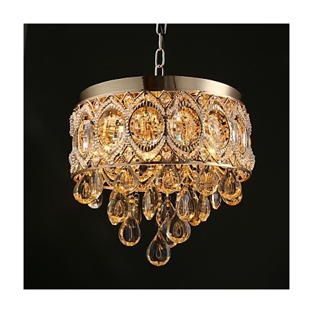 Lampadario in cristallo oro champagne classico 30 cm 4 luci E12/E14