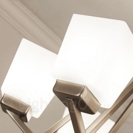 Lampadario a sospensione cromato 4 luci con paralumi in vetro