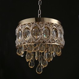 Lampadario in cristallo oro champagne classico 30 cm 4 luci E12/E14