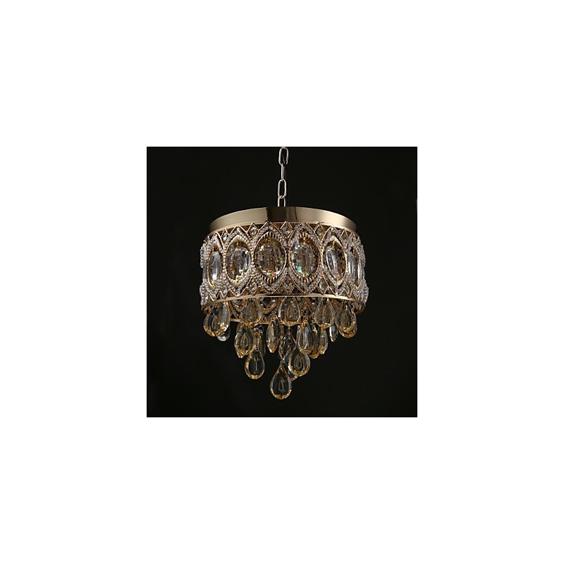 Lampadario in cristallo oro champagne classico 30 cm 4 luci E12/E14