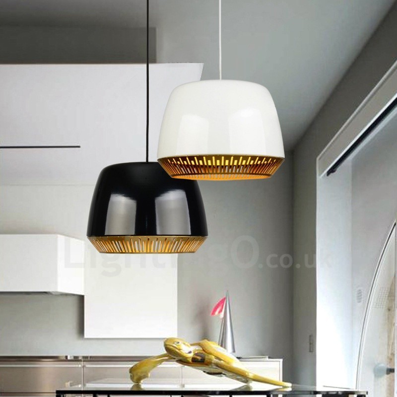 Lampada a sospensione moderna contemporanea 1 luce paralume nero bianco rosso blu 30x23 cm