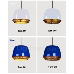 Lampada a sospensione moderna contemporanea 1 luce paralume nero bianco rosso blu 30x23 cm