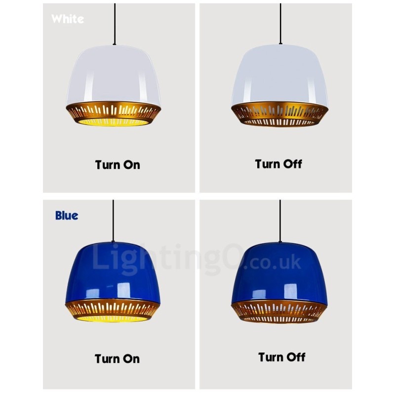 Lampada a sospensione moderna contemporanea 1 luce paralume nero bianco rosso blu 30x23 cm