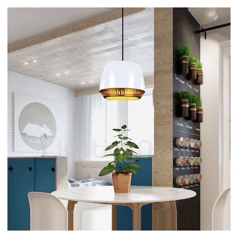 Lampada a sospensione moderna contemporanea 1 luce paralume nero bianco rosso blu 30x23 cm