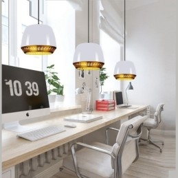 Lampada a sospensione moderna contemporanea 1 luce paralume nero bianco rosso blu 30x23 cm