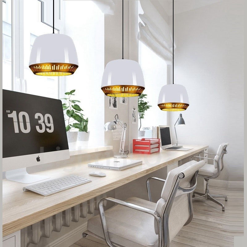Lampada a sospensione moderna contemporanea 1 luce paralume nero bianco rosso blu 30x23 cm