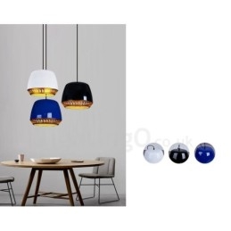 Lampada a sospensione moderna contemporanea 1 luce paralume nero bianco rosso blu 30x23 cm