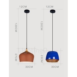 Lampada a sospensione moderna contemporanea 1 luce paralume nero bianco rosso blu 30x23 cm