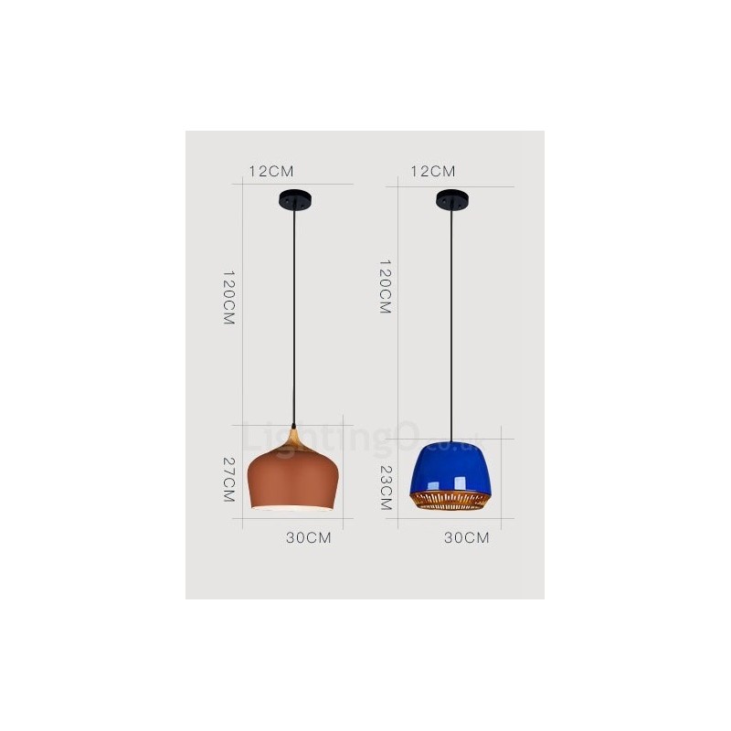 Lampada a sospensione moderna contemporanea 1 luce paralume nero bianco rosso blu 30x23 cm