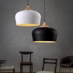 Lampada a sospensione moderna contemporanea 1 luce paralume bianco rosso blu 30 x 27 cm