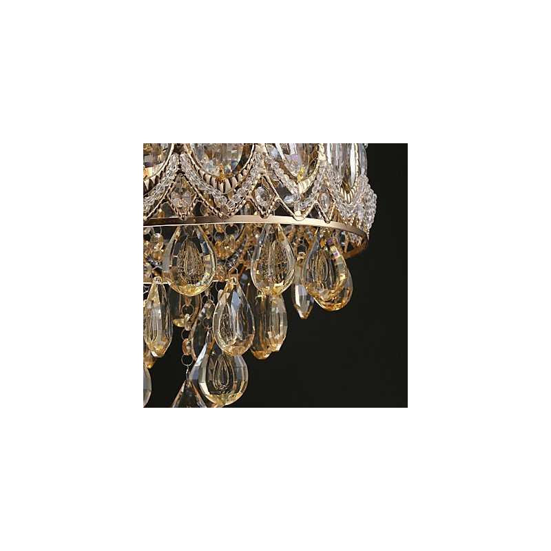 Lampadario in cristallo oro champagne classico 30 cm 4 luci E12/E14
