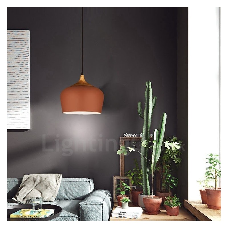 Lampada a sospensione moderna contemporanea 1 luce paralume bianco rosso blu 30 x 27 cm