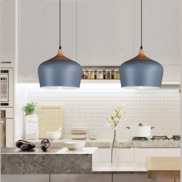 Lampada a sospensione moderna contemporanea 1 luce paralume bianco rosso blu 30 x 27 cm